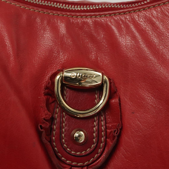 GUCCI Shoulder Bag Leather Red Gold 189840 001364 Auth bs27504