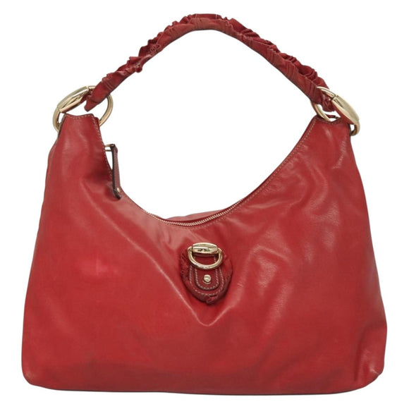 GUCCI Shoulder Bag Leather Red Gold 189840 001364 Auth bs27504