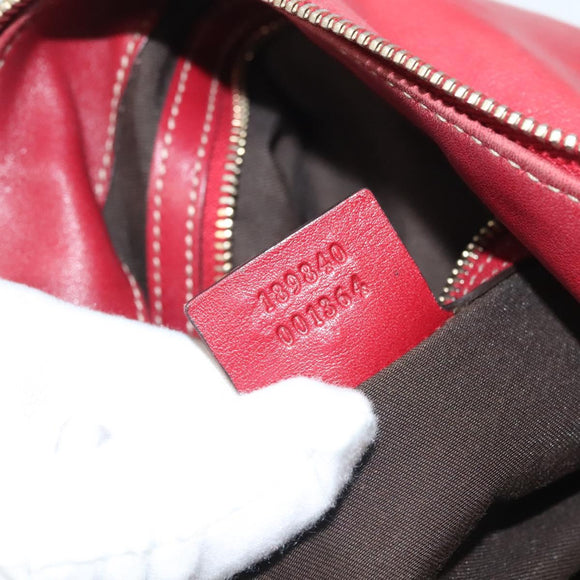 GUCCI Shoulder Bag Leather Red Gold 189840 001364 Auth bs27504