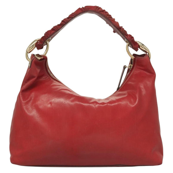 GUCCI Shoulder Bag Leather Red Gold 189840 001364 Auth bs27504