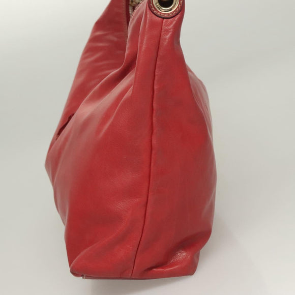 GUCCI Shoulder Bag Leather Red Gold 189840 001364 Auth bs27504