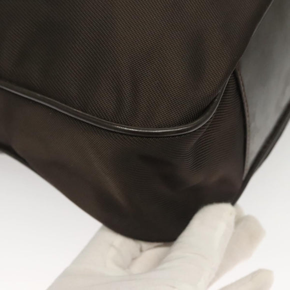 GUCCI Bamboo Hand Bag Nylon 2way Brown Silver 001 1553 1577 Auth bs27505