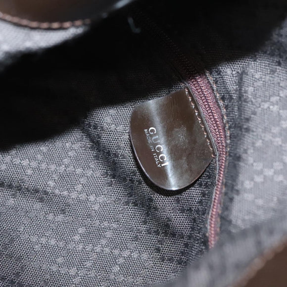 GUCCI Bamboo Hand Bag Nylon 2way Brown Silver 001 1553 1577 Auth bs27505