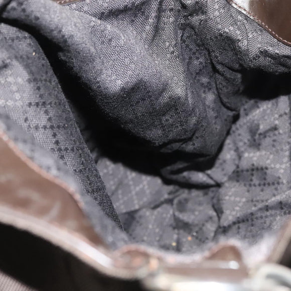 GUCCI Bamboo Hand Bag Nylon 2way Brown Silver 001 1553 1577 Auth bs27505