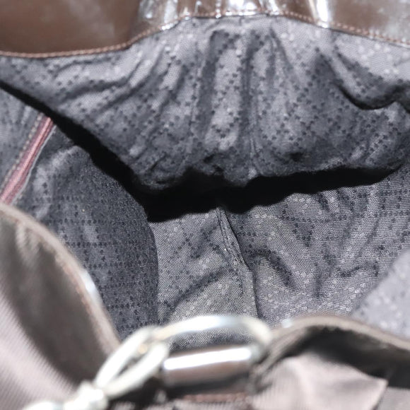 GUCCI Bamboo Hand Bag Nylon 2way Brown Silver 001 1553 1577 Auth bs27505