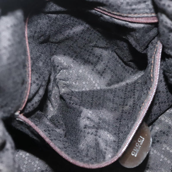 GUCCI Bamboo Hand Bag Nylon 2way Brown Silver 001 1553 1577 Auth bs27505