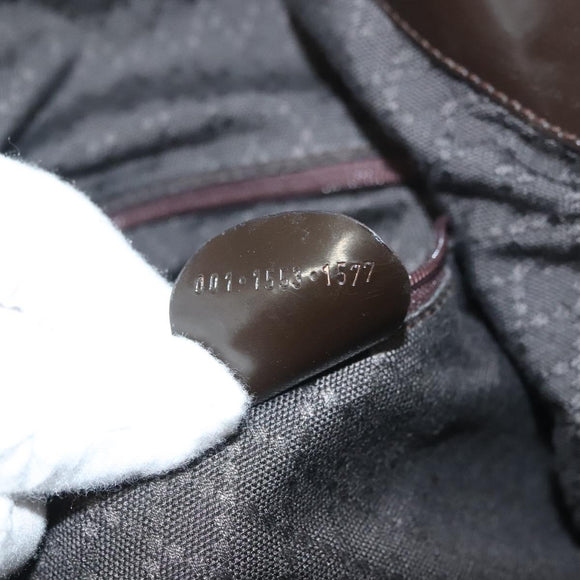 GUCCI Bamboo Hand Bag Nylon 2way Brown Silver 001 1553 1577 Auth bs27505