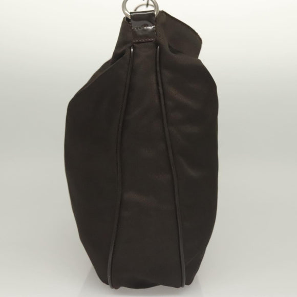 GUCCI Bamboo Hand Bag Nylon 2way Brown Silver 001 1553 1577 Auth bs27505