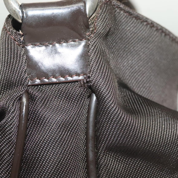 GUCCI Bamboo Hand Bag Nylon 2way Brown Silver 001 1553 1577 Auth bs27505