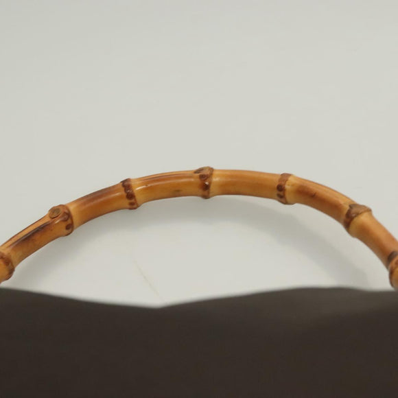 GUCCI Bamboo Hand Bag Nylon 2way Brown Silver 001 1553 1577 Auth bs27505