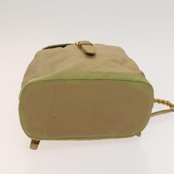 PRADA Chain Backpack Nylon Khaki Gold Auth bs27511