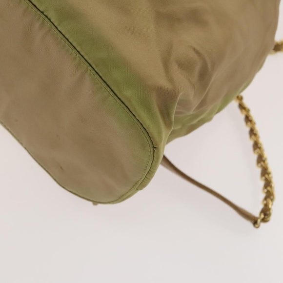 PRADA Chain Backpack Nylon Khaki Gold Auth bs27511
