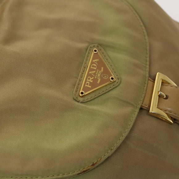 PRADA Chain Backpack Nylon Khaki Gold Auth bs27511