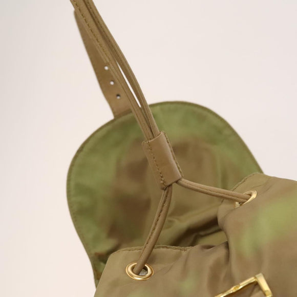 PRADA Chain Backpack Nylon Khaki Gold Auth bs27511