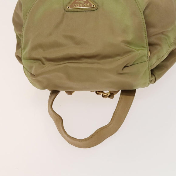 PRADA Chain Backpack Nylon Khaki Gold Auth bs27511
