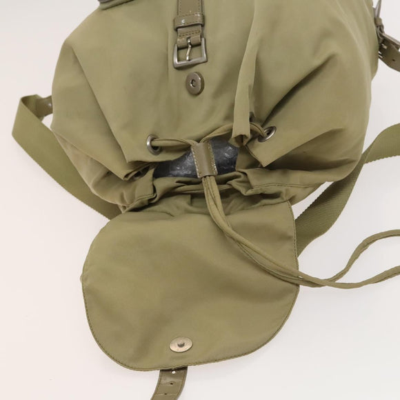 PRADA Backpack Nylon Khaki Silver Auth bs27513