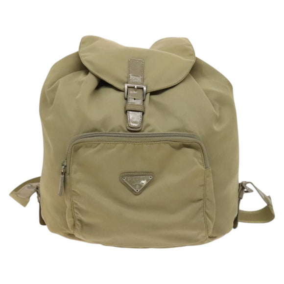 PRADA Backpack Nylon Khaki Silver Auth bs27513
