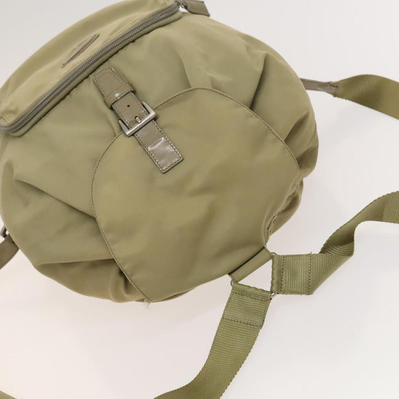 PRADA Backpack Nylon Khaki Silver Auth bs27513
