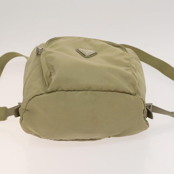 PRADA Backpack Nylon Khaki Silver Auth bs27513