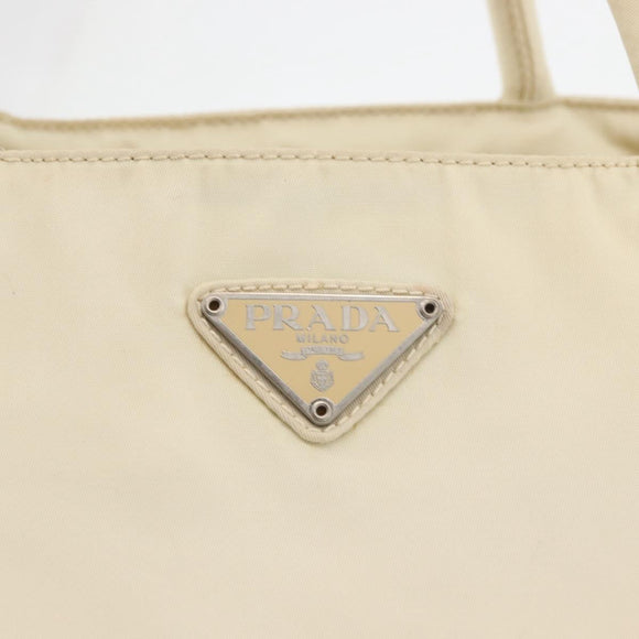 PRADA Hand Bag Nylon White Silver Auth bs27522