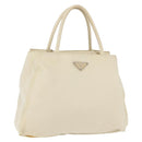 PRADA Hand Bag Nylon White Silver Auth bs27522-1