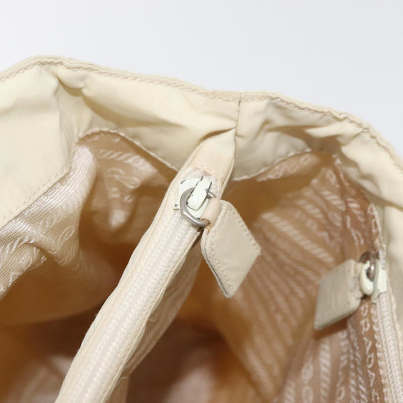 PRADA Hand Bag Nylon White Silver Auth bs27522