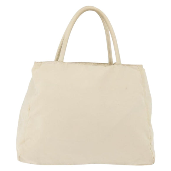 PRADA Hand Bag Nylon White Silver Auth bs27522
