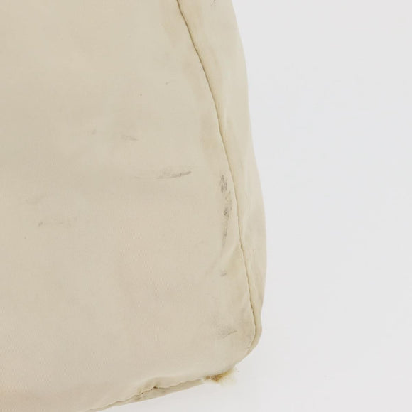 PRADA Hand Bag Nylon White Silver Auth bs27522