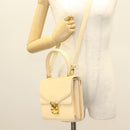 FENDI Zucca Canvas Hand Bag Canvas Leather 2way Beige Gold Auth bs27537-27