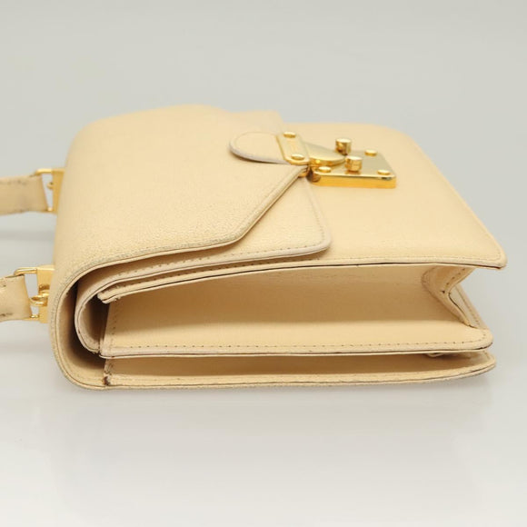 FENDI Zucca Canvas Hand Bag Canvas Leather 2way Beige Gold Auth bs27537