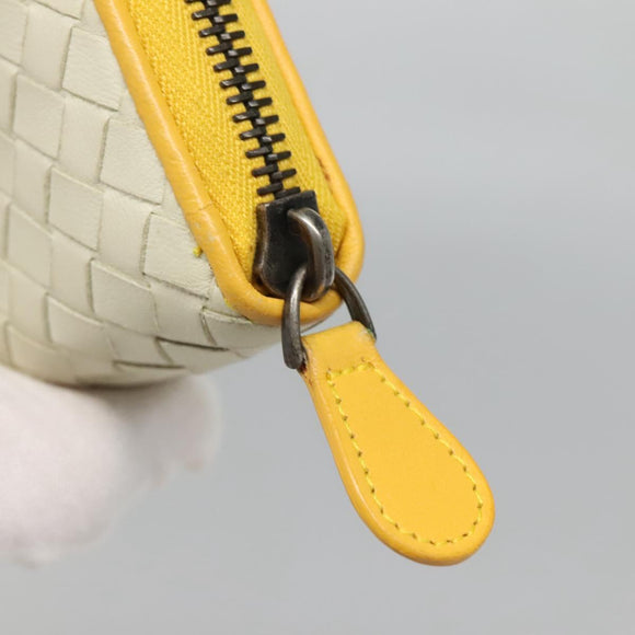 BOTTEGA VENETA INTRECCIATO Long Wallet Leather Yellow 114076 Auth bs27539
