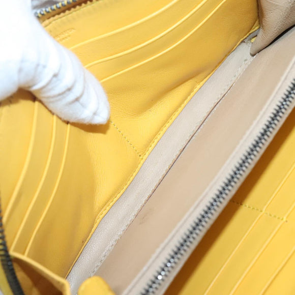 BOTTEGA VENETA INTRECCIATO Long Wallet Leather Yellow 114076 Auth bs27539