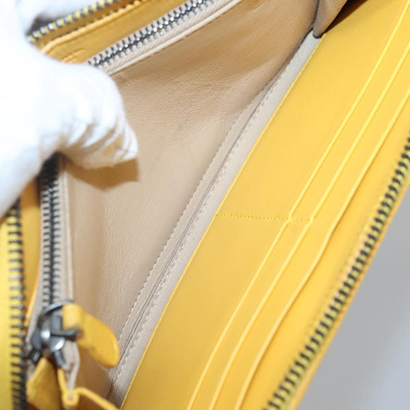 BOTTEGA VENETA INTRECCIATO Long Wallet Leather Yellow 114076 Auth bs27539