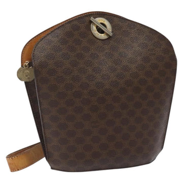 CELINE Macadam Canvas Shoulder Bag PVC Leather Brown Gold Auth bs27542