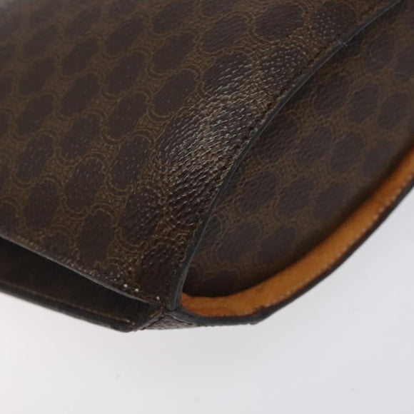 CELINE Macadam Canvas Shoulder Bag PVC Leather Brown Gold Auth bs27542