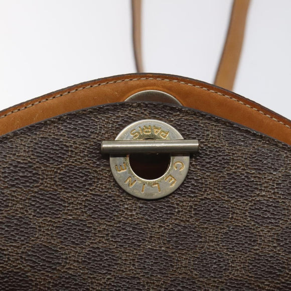 CELINE Macadam Canvas Shoulder Bag PVC Leather Brown Gold Auth bs27542