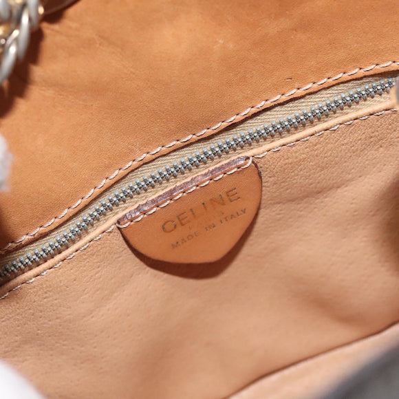CELINE Macadam Canvas Shoulder Bag PVC Leather Brown Gold Auth bs27542