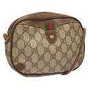 GUCCI GG Supreme Web Sherry Line Bag PVC Beige Gold 156 02 066 Auth bs27546-1
