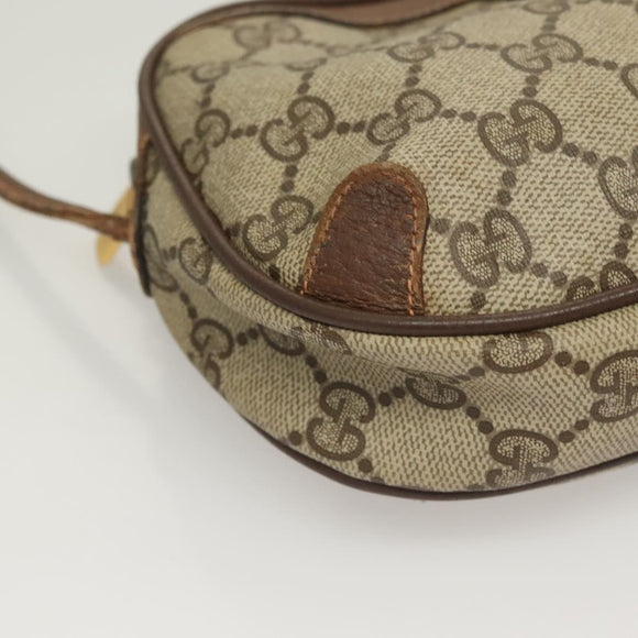 GUCCI GG Supreme Web Sherry Line Bag PVC Beige Gold 156 02 066 Auth bs27546