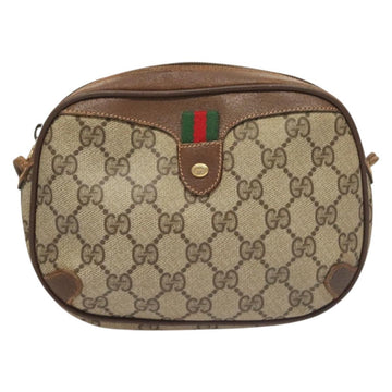 GUCCI GG Supreme Web Sherry Line Bag PVC Beige Gold 156 02 066 Auth bs27546 - 0