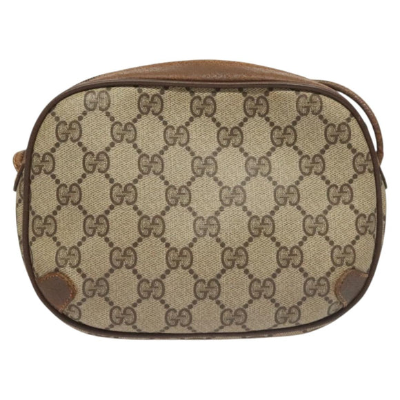 GUCCI GG Supreme Web Sherry Line Bag PVC Beige Gold 156 02 066 Auth bs27546