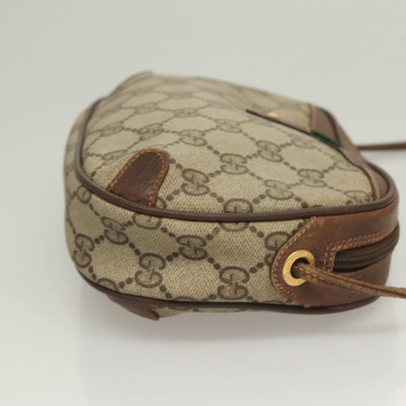 GUCCI GG Supreme Web Sherry Line Bag PVC Beige Gold 156 02 066 Auth bs27546