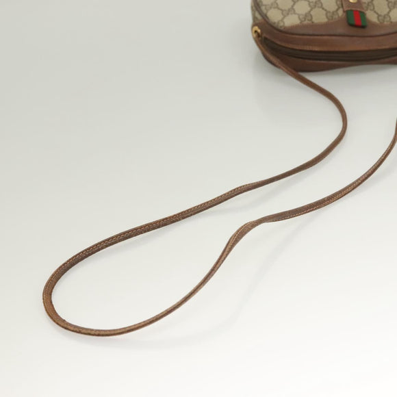 GUCCI GG Supreme Web Sherry Line Bag PVC Beige Gold 156 02 066 Auth bs27546