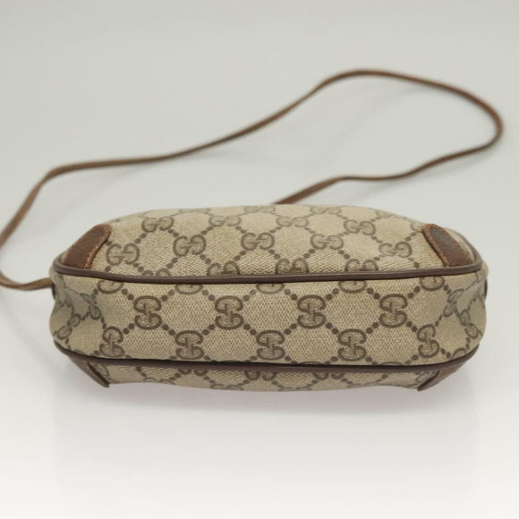 GUCCI GG Supreme Web Sherry Line Bag PVC Beige Gold 156 02 066 Auth bs27546