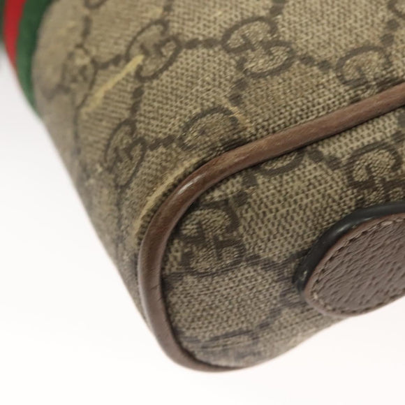 GUCCI GG Supreme Web Sherry Line Shoulder Bag PVC Beige Gold 517350 Auth bs27547