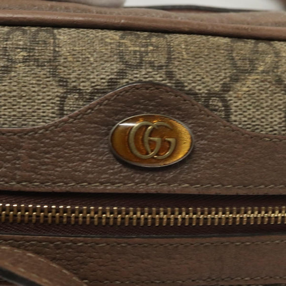 GUCCI GG Supreme Web Sherry Line Shoulder Bag PVC Beige Gold 517350 Auth bs27547