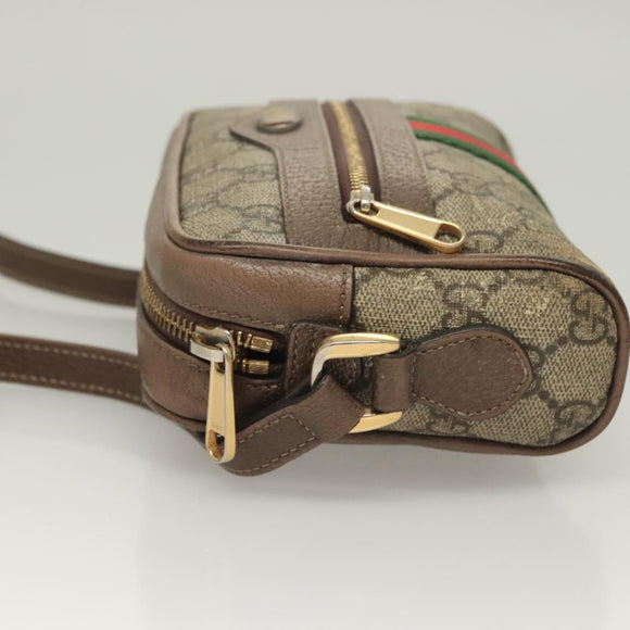 GUCCI GG Supreme Web Sherry Line Shoulder Bag PVC Beige Gold 517350 Auth bs27547