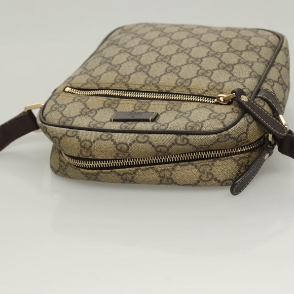 GUCCI GG Supreme Shoulder Bag PVC Beige Gold 233268 Auth bs27549