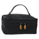 GUCCI Vanity Bamboo Pouch Nylon Black Silver 032 2265 0150 Auth bs27552-1