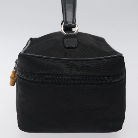 GUCCI Vanity Bamboo Pouch Nylon Black Silver 032 2265 0150 Auth bs27552